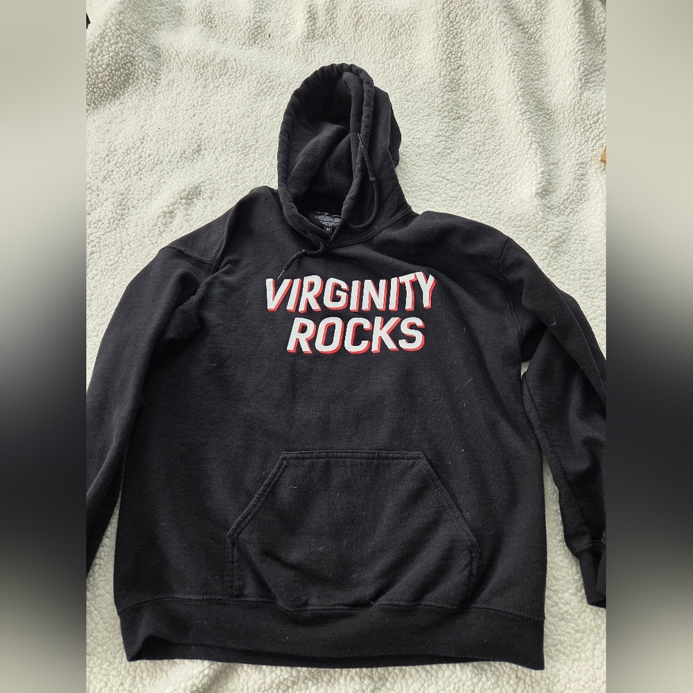 Danny Duncan Hoodie Mens Medium Black Hoodie with 'Virginity Rocks' Print